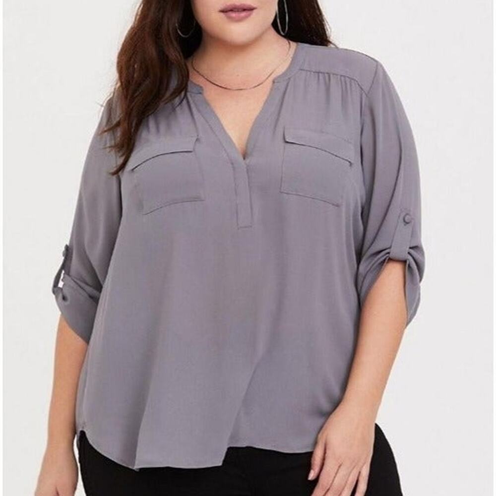 Torrid Womens Harper Georgette Blouse Plus Size 3X Minimalist Career Corp Office